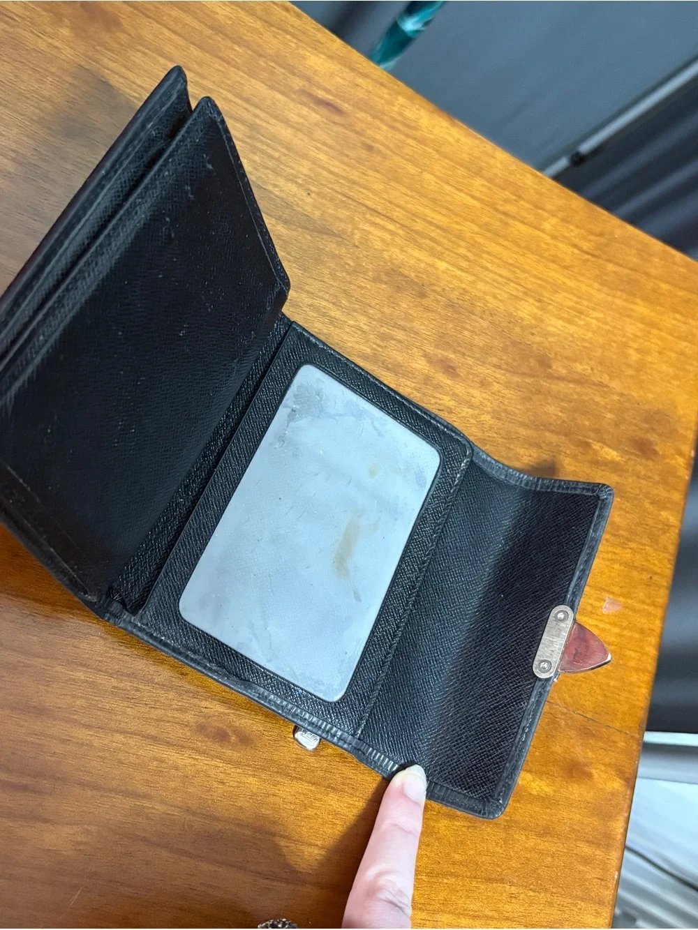 Louis Vuitton Used Black Epi Leather Wallet with Gold Hardware